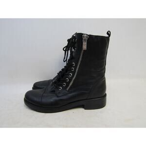 Marc Fisher Womens Sz 8.5 M Black Leather Zip Lace Up High Ankle Fashion Boots
